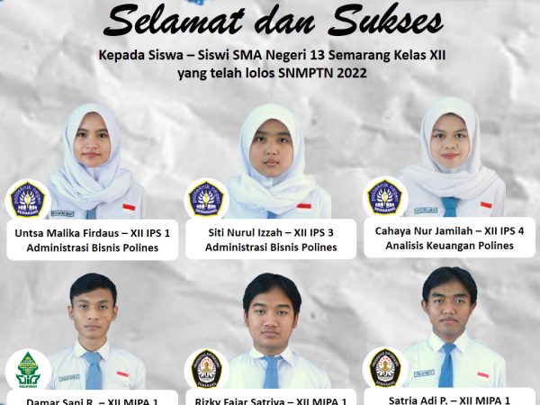 Daftar Siswa Diterima SNMPTN SMAN 13 Semarang Tahun 2022