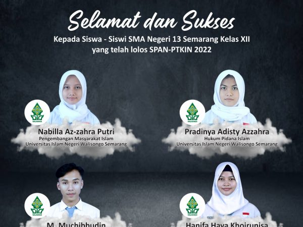 Daftar Siswa Diterima SPAN-PTKIN SMAN 13 Semarang 2022