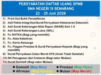 Pengumuman Hasil Seleksi SPMB dan Daftar Ulang Peserta Didik Baru SMA Negeri 13 Semarang Tahun Pelajaran 2026/2027